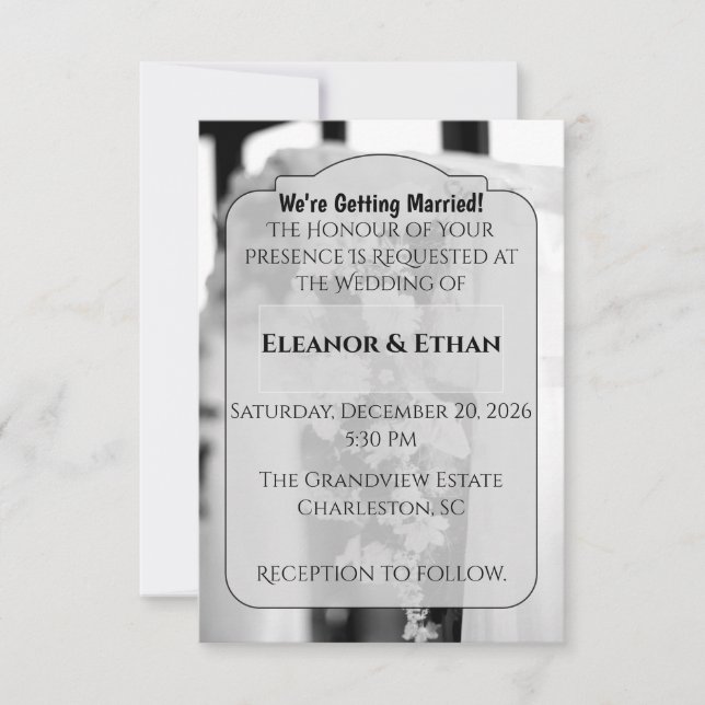 Convites Formal Black Tie White Flower Ceremony wedding (Frente)