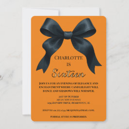 Convites Formal Bow Halloween Birthday Invite - Orange