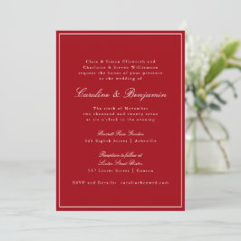 Convites Formal Classic Red Script Elegant Wedding RSVP