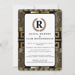 Convites Formal Clássico Grego Chave da Vida Coroa de Louro
