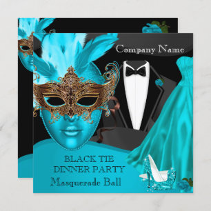 Convites Formal da mascarada Ball Teal Black Tie