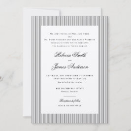 Convites Formal Elegant Classic Black Stripes Wedding