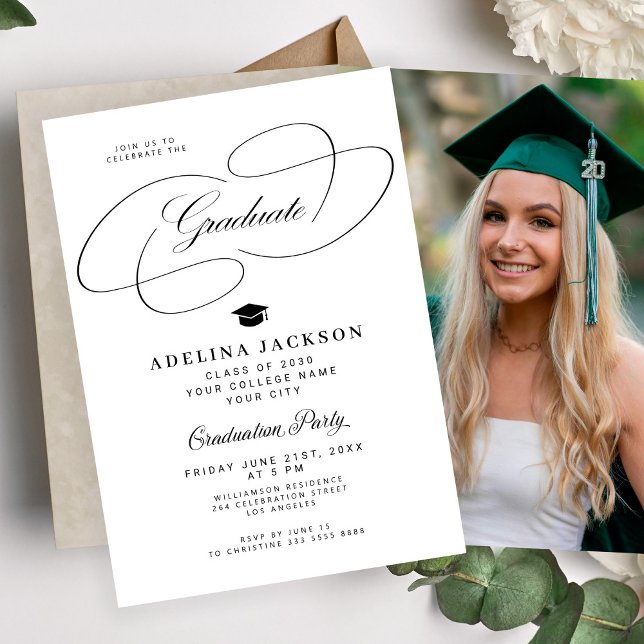 Convites Formal elegant college photo graduation party (Criador carregado)