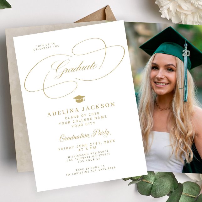 Convites Formal elegant college photo graduation party (Criador carregado)