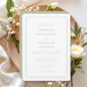 Convites Formal Elegante Sage Green Wedding