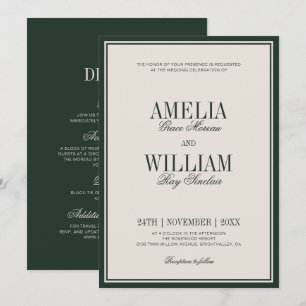Convites Formal Esmeralda Verde Creme Clássico Dinheiro Ant