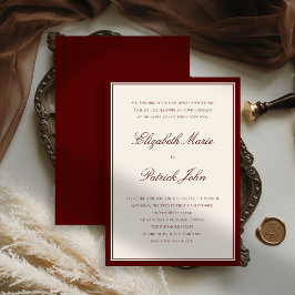 Convites Formal Modern Classic Deep Burgundy Frame Wedding