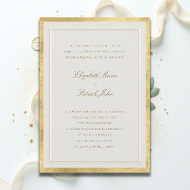 Convites Formal Modern Classic Elevated Golden Ecru Wedding