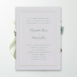 Convites Formal Modern Classic Elevated Green Ivory Wedding
