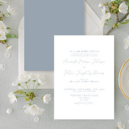 Convites Formal Moderno Caligrafia Dusty Casamento Azul