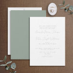 Convites Formal Moderno Caligrafia Sage Casamento Verde<br><div class="desc">Seu dia de casamento é um dos dias mais importantes de sua vida, então você quer seu convite para refletir o significado da ocasião. Este Convite para Casamento Verde da Caligrafia Moderna Formal faz exatamente isso, com seu esquema clássico de preto e branco e tipografia elegante. O layout tradicional é...</div>