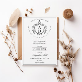 Convites Formal Ornate Crest Monogram Wedding Invitation