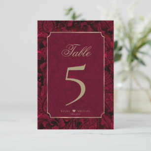 Convites Formal Paisley Table Numbers Burgundy ID767