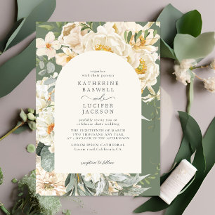 Convites Formal Sage Green com Casamento de Jardim Floral d
