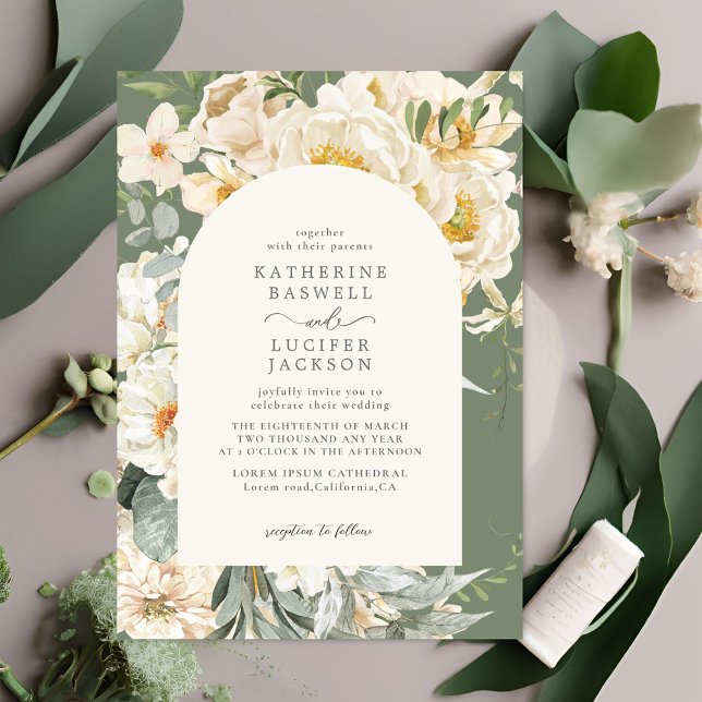 Convites Formal Sage Green com Casamento de Jardim Floral d (Criador carregado)
