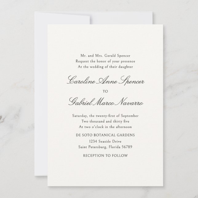 Convites Formal Simple Classic Wedding Invitation (Frente)