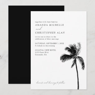 Convites Formal Simples Preto e Branco do Casamento Coronad