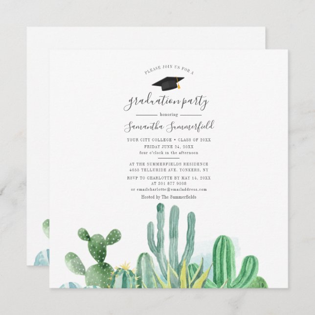 Convites Formando 2024 Festa de formatura de Aquarela (Frente/Verso)