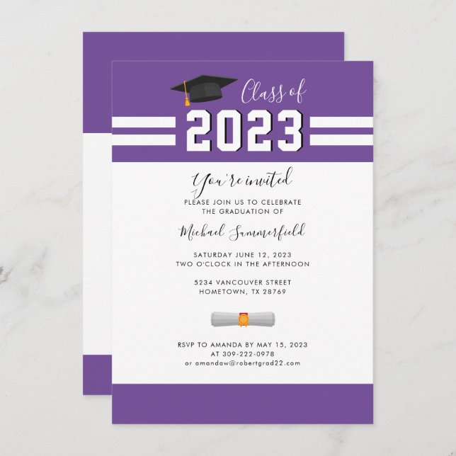 Convites Formando 2025 Festa de formatura Roxa (Frente/Verso)