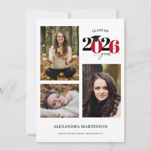 Convites Formando 3 Classe Vermelha de Colagem de Fotos de 