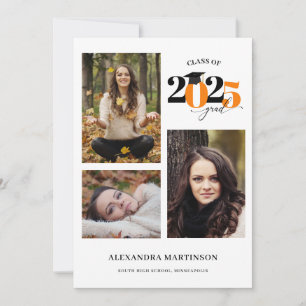 Convites Formando 3 Fotos Colagem Laranja Classe de 2023