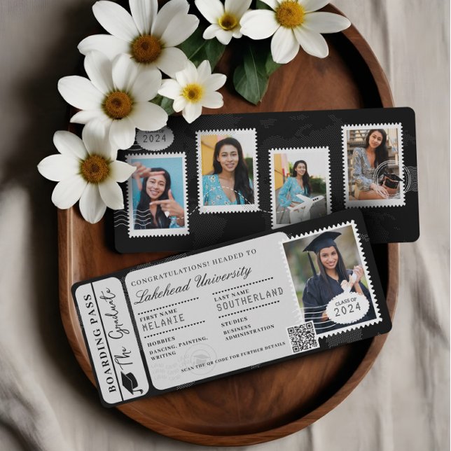 Convites Formando Adventure Aguarda Bilhete de Plano de Pas (Grad Adventure Awaits Boarding Pass Plane Ticket Invitation)