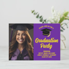 Convites Formando Amarelo Roxo - Festa de formatura 2025