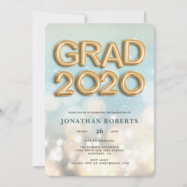 Convites Formando Bokeh Gold Foil 2020 (Frente)