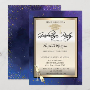 Convites Formando Boné,Vidro,Estrelas Marinho Azul Gradua