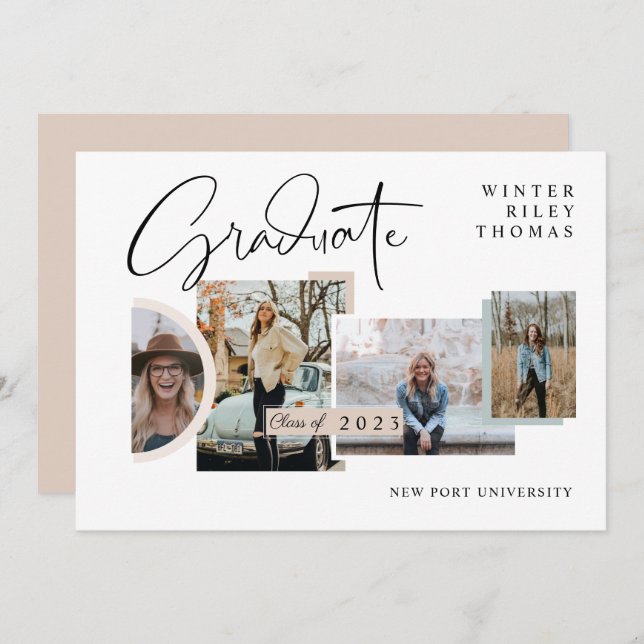 Convites Formando de Colagem de Fotografias com Graduação M (Frente/Verso)