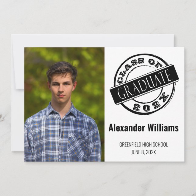 Convites Formando de Foto Moderna em Homem (Frente)