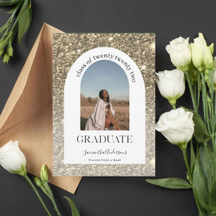 Convites Formando de Fotografia de Arch com Glitter Dourado