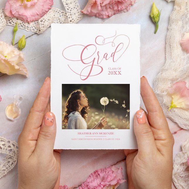 Convites Formando de Fotografia Moderna, Rosa-Chic, com Scr (Criador carregado)