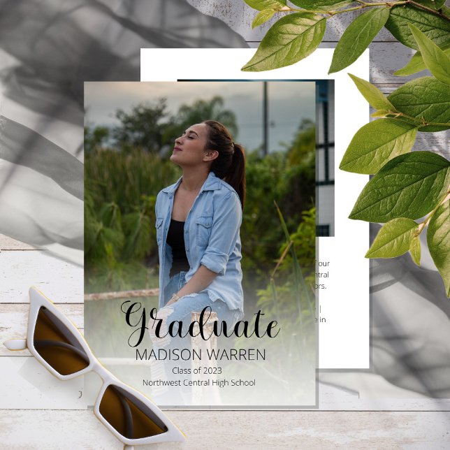 Convites Formando de Script Clássico Dois Branco de Graduaç (Criador carregado)