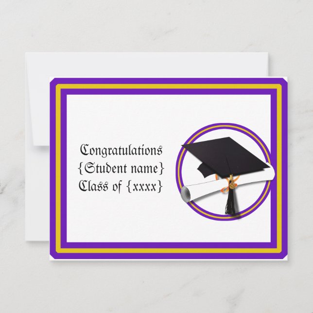 Convites Formando Diploma Escola Cores Roxo e Dourado (Frente)