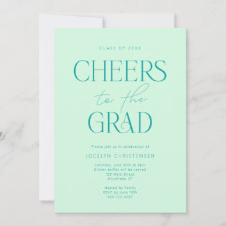 Convites Formando do Mint Green Modern Cheers