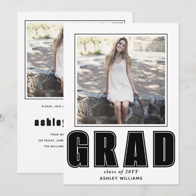 Convites Formando Elegante Classe de Graduação 2024 (Frente/Verso)