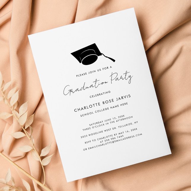 Convites Formando Elegante de Graduação 2026 (Graduation Party Minimalist Script Invitation)