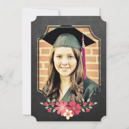 Convites Formando Floral Chalkboard Classe de Foto 2016