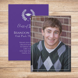 Convites Formando - Folhas Simples de Roxo Elegante