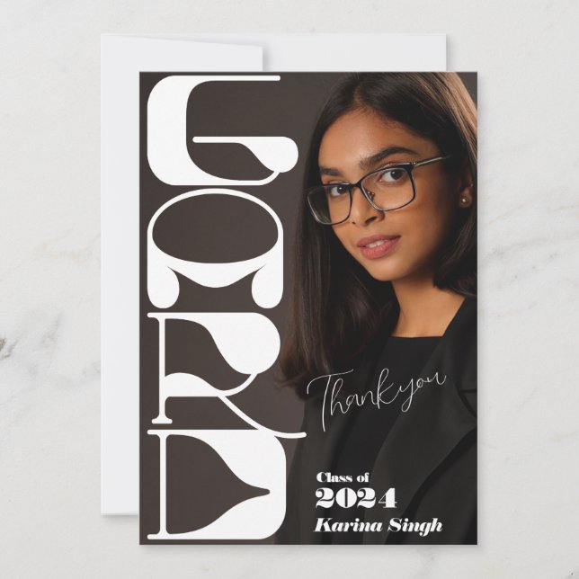 Convites FORMANDO! Foto de Graduação de Script Moderno Obri (Frente)