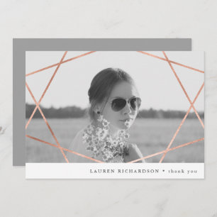 Convites Formando Geo Faux Copper com Foto Obrigado