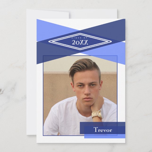 Convites Formando Geométrico Azul Moderno Abrir Casa (Frente)