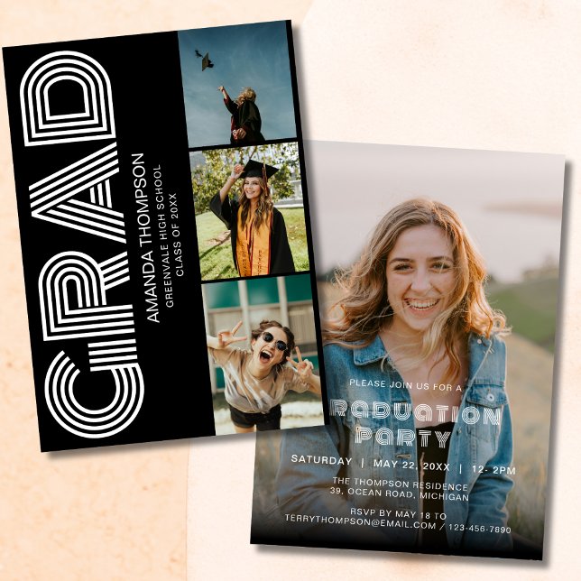 Convites Formando Graduação Dourada de Colagem de Fotos em  (Criador carregado)