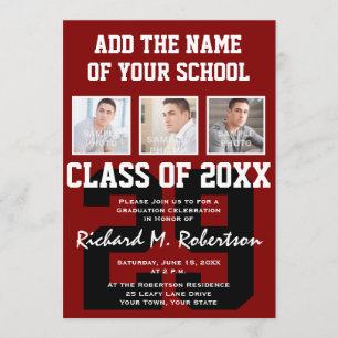 Convites Formando marrom e branco do atleta do número da