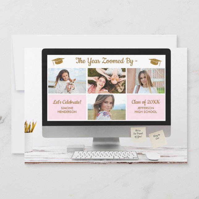 Convites Formando Moderno Colagem de Fotos Festa de formatu (Frente)