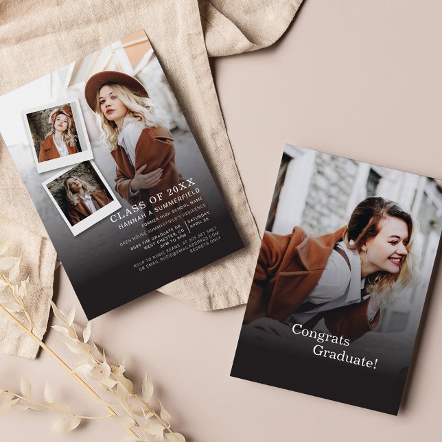 Convites Formando Moderno de Colagem de Fotos do Partido Gr (Criador carregado)