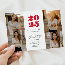 Convites Formando Moderno Minimalista | Foto branca vermelh