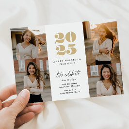 Convites Formando Moderno Minimalista | Foto Dourada