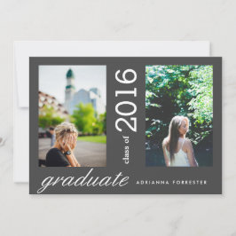 Convites Formando Moderno Simples Duas Fotografias Preto